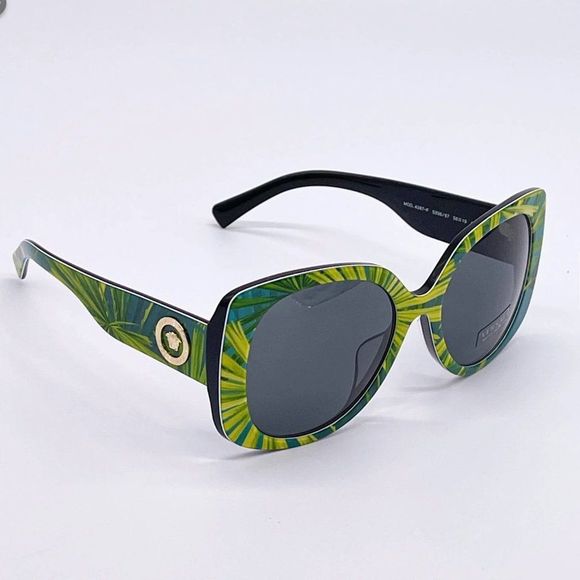 New! Versace Green Acetate 56mm Sunglasses